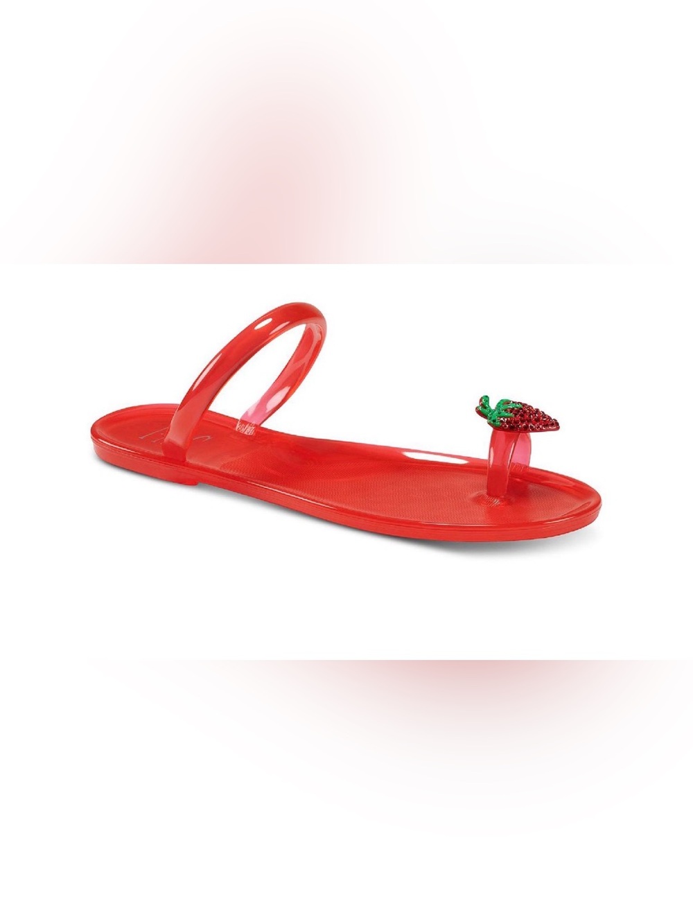 INC womens Red Jelly Toe-Ring Sandal with Strawberry Accent